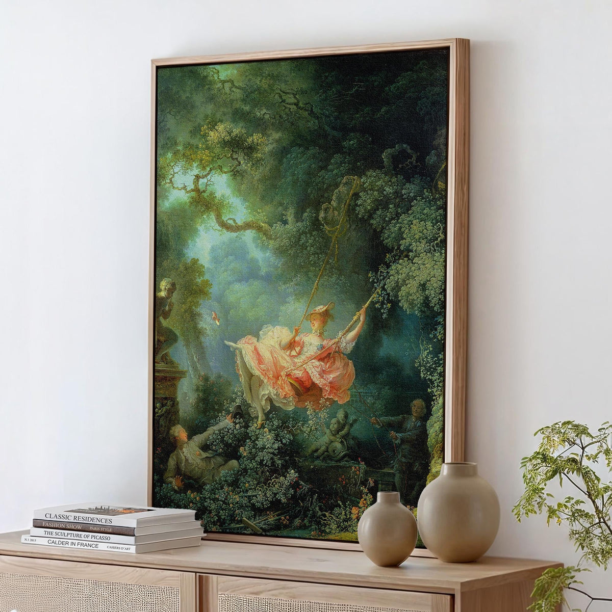 Joean Honoré Fragonard - The Swing. Beautiful girl poster print, Sensual painting, Bedroom decor, Canvas reproduction, L