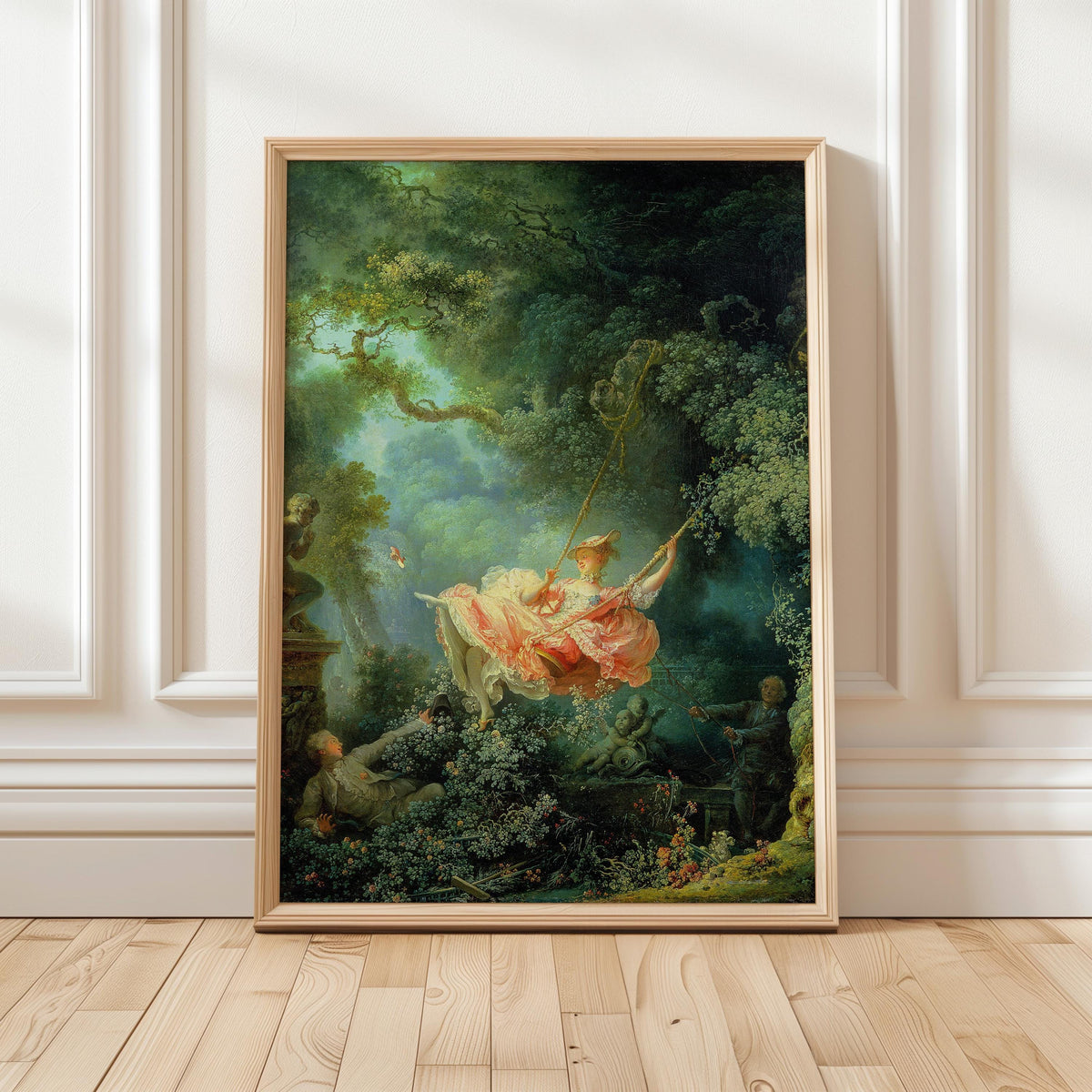 Joean Honoré Fragonard - The Swing. Beautiful girl poster print, Sensual painting, Bedroom decor, Canvas reproduction, L