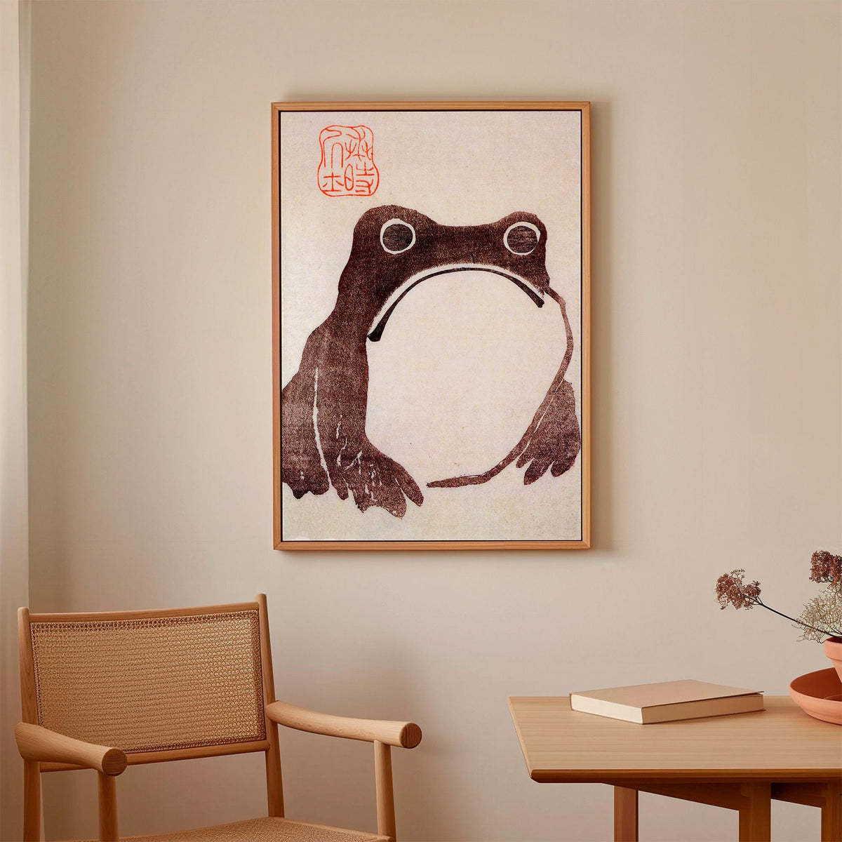 Matsumoto Hoji, Frog - 1814 Japanese Woodblock Print, Minimalist Animal Wall Art, Zen Frog Poster, Vintage Japanese Deco