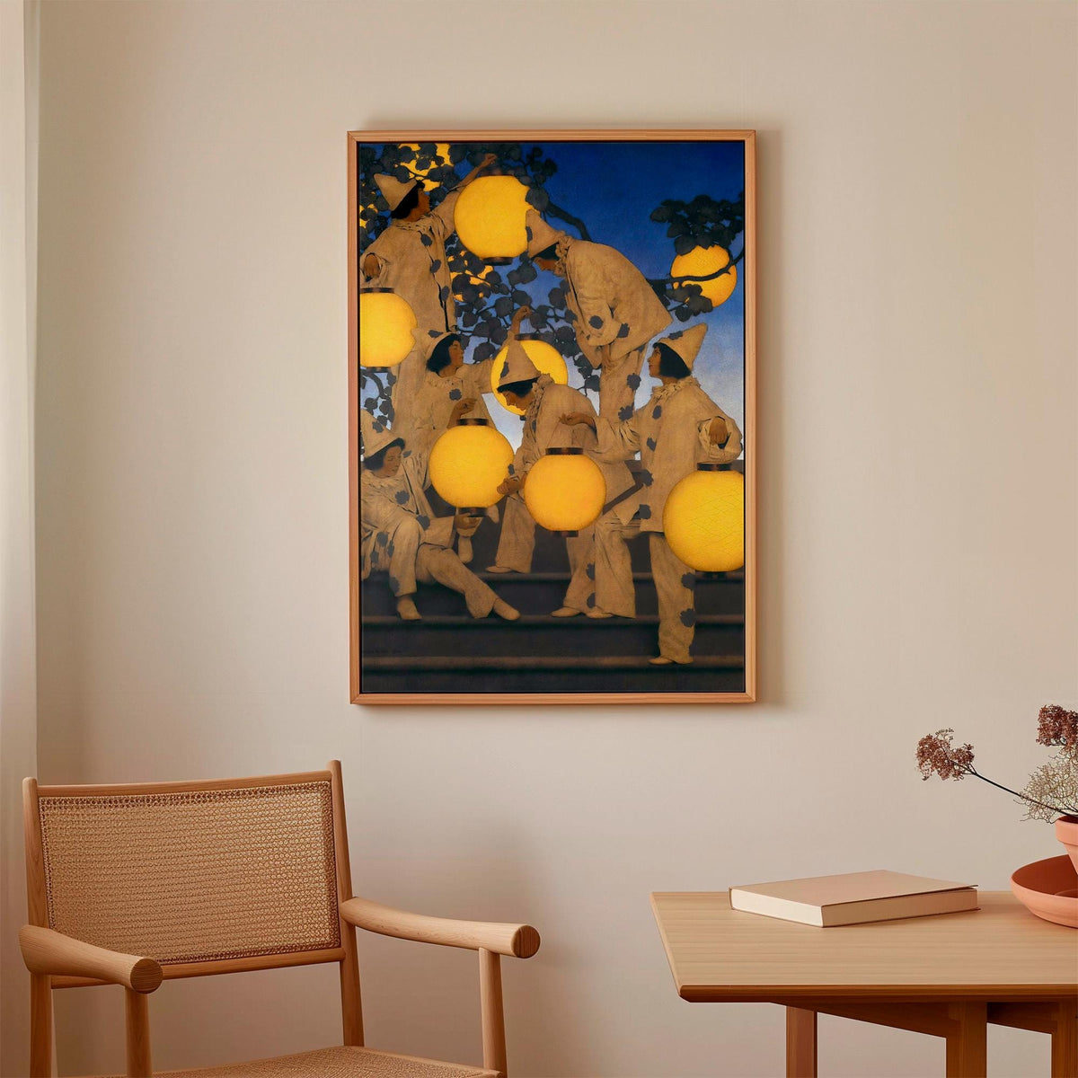 Maxfield Parrish, The Lantern Bearers - 1908 Fantasy Night Print, Luminous Lantern Wall Art, Parrish Blue Poster, Classi