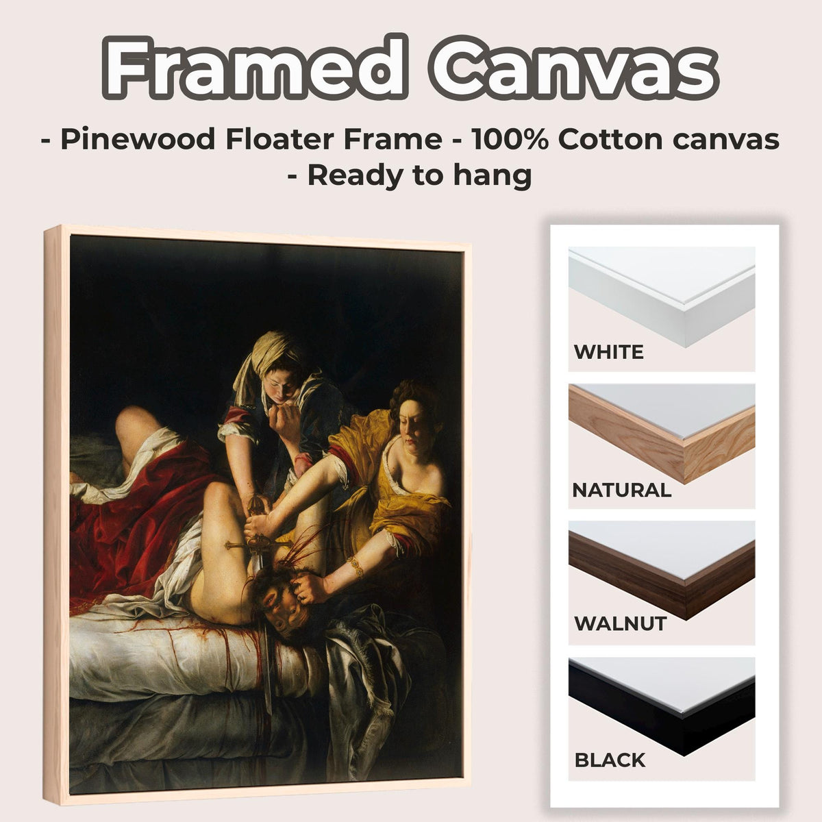 Artemisia Gentileschi, Judith Beheading Holofernes - 1614 Baroque Print, Biblical Heroine Wall Art, Dramatic Renaissance