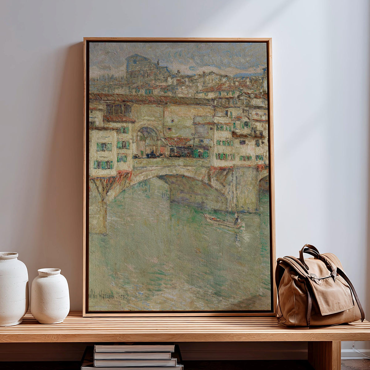 Childe Hassam, Ponte Vecchio - 1897 Impressionist Bridge Print, Florence Wall Art, Italian Landscape Poster, American Im