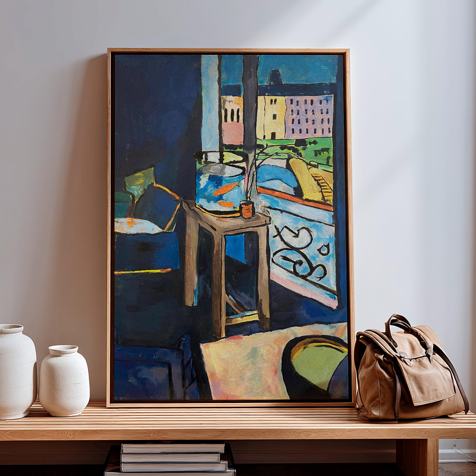 Henri Matisse, Interior With A Goldfish Bowl - 1914 Modern Interior Print, Blue Room Wall Art, Goldfish Poster, Fauvist