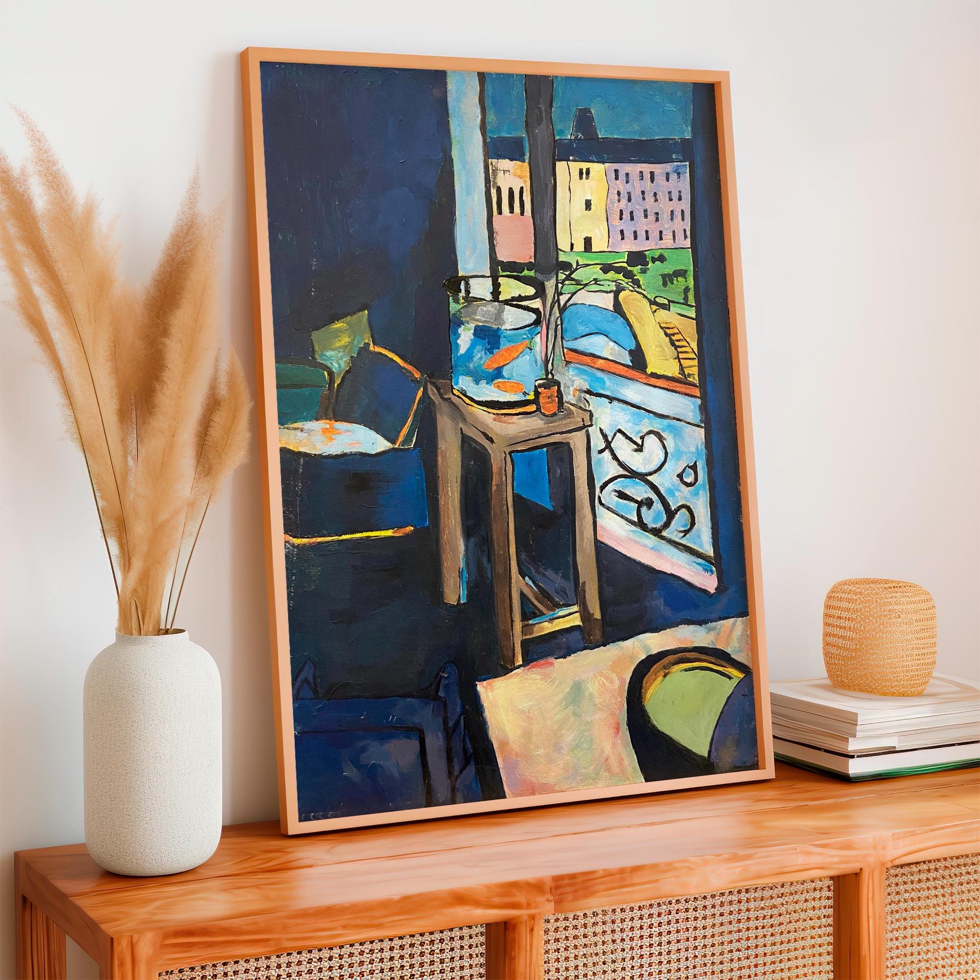 Henri Matisse, Interior With A Goldfish Bowl - 1914 Modern Interior Print, Blue Room Wall Art, Goldfish Poster, Fauvist