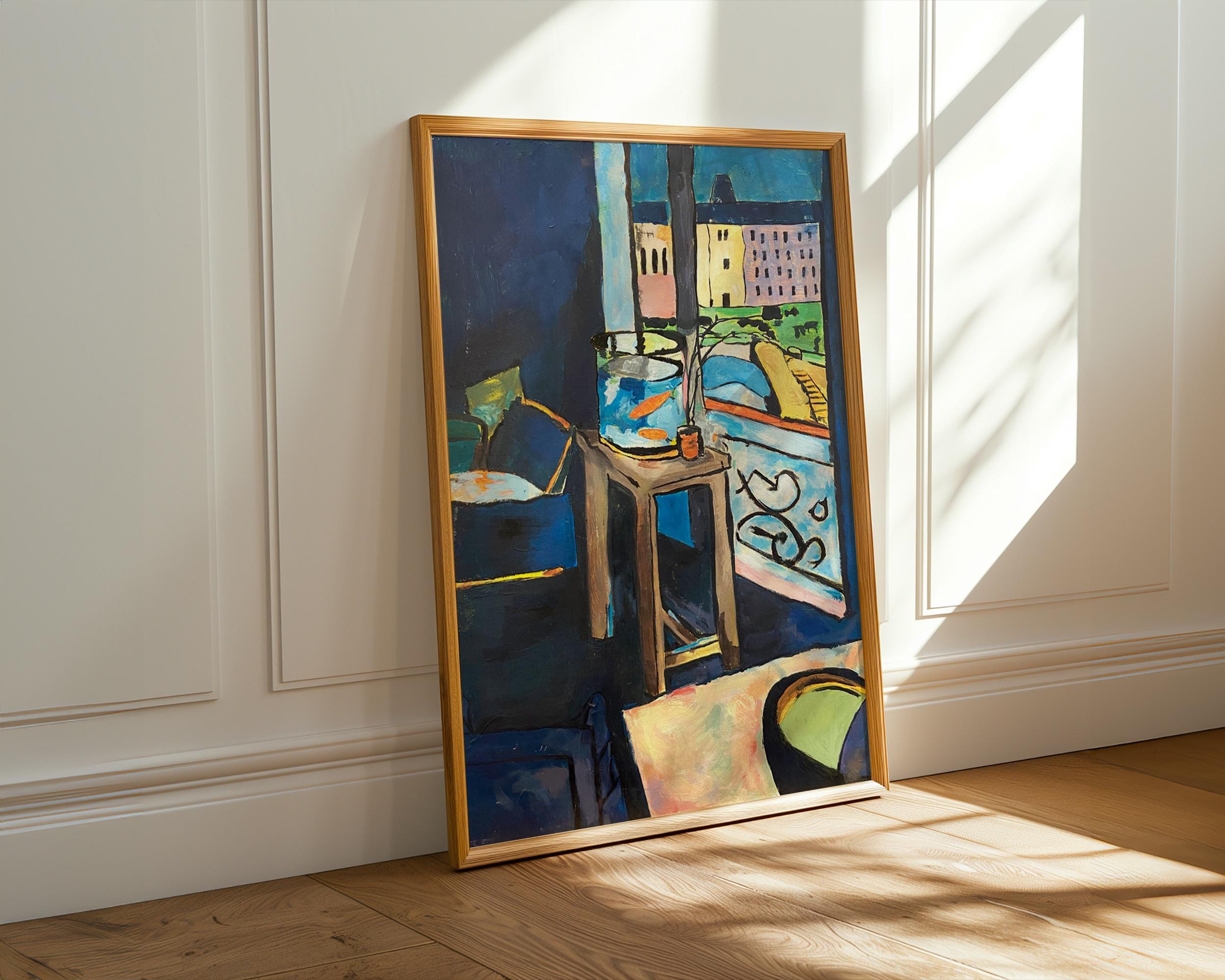 Henri Matisse, Interior With A Goldfish Bowl - 1914 Modern Interior Print, Blue Room Wall Art, Goldfish Poster, Fauvist