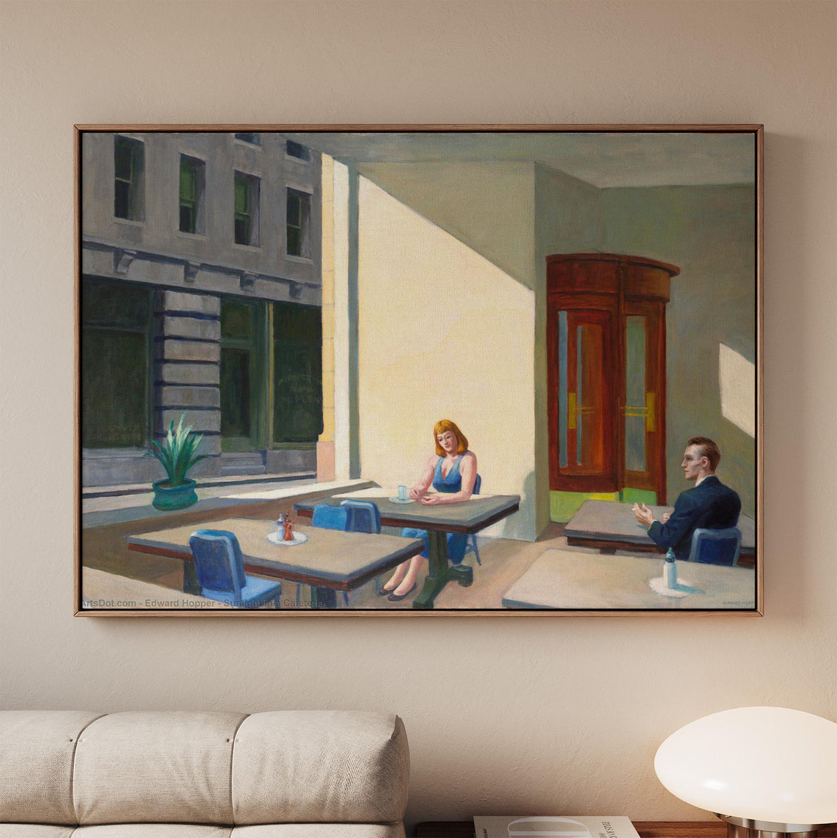 Edward Hopper, Sunlight in a Cafeteria - Yale University Art Gallery Print, Classic American Wall Art, Cafeteria Canvas