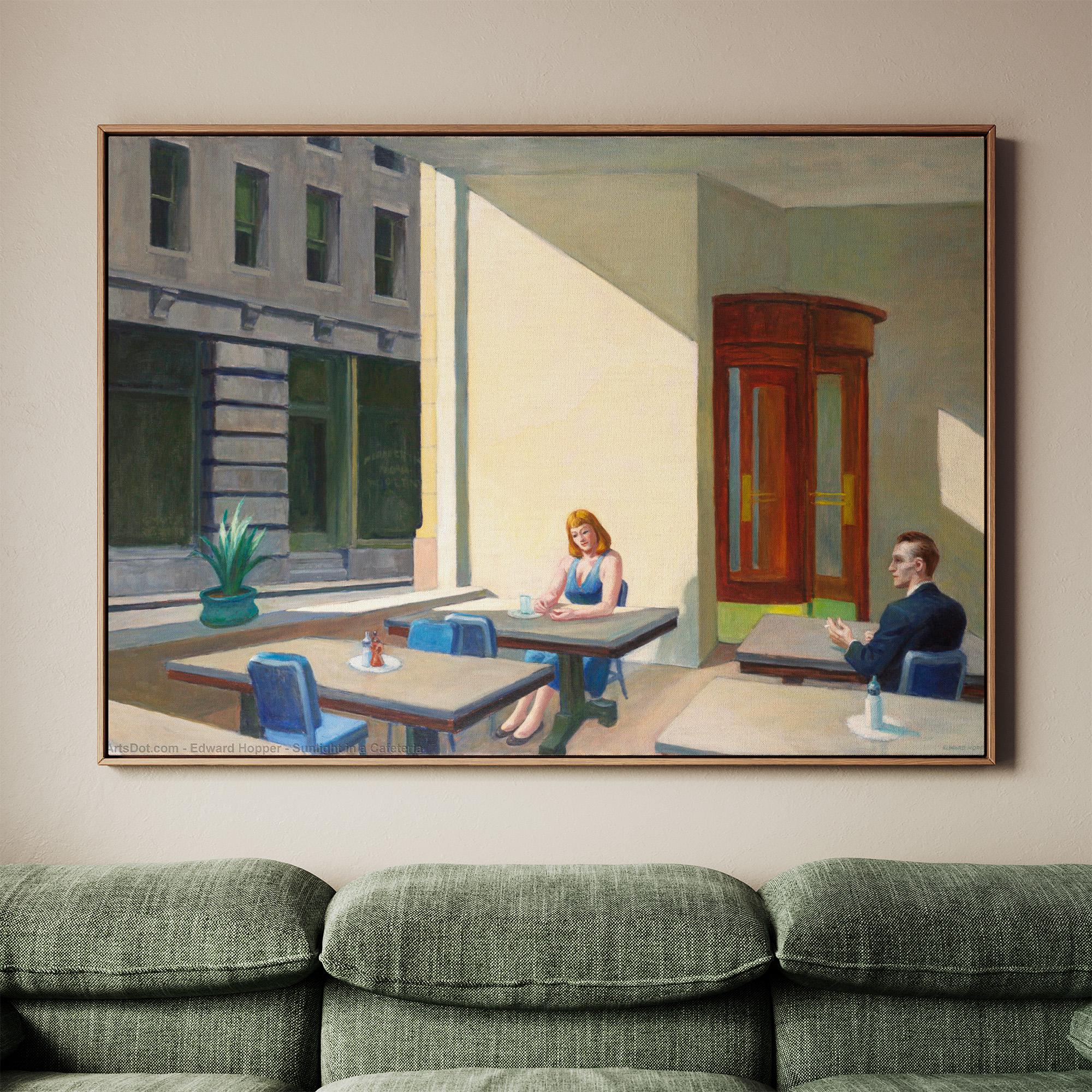 Edward Hopper, Sunlight in a Cafeteria - Yale University Art Gallery Print, Classic American Wall Art, Cafeteria Canvas