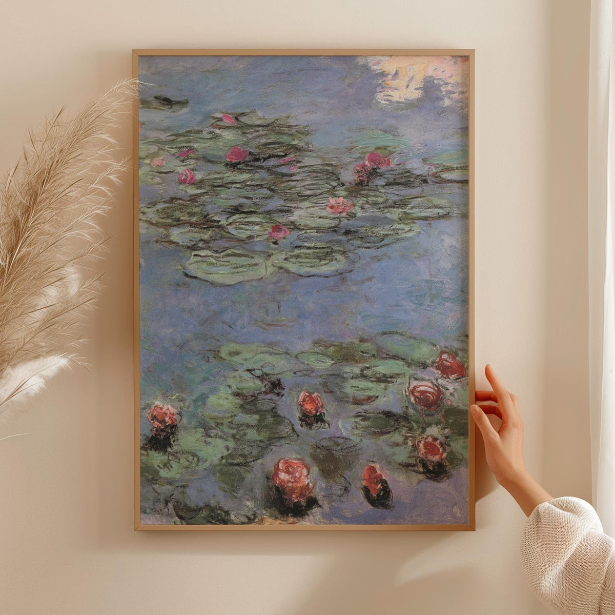 Claude Monet, Water Lilies Vertical - Impressionist Pond Print, French Garden Wall Art, Serene Floral Poster, Blue and G