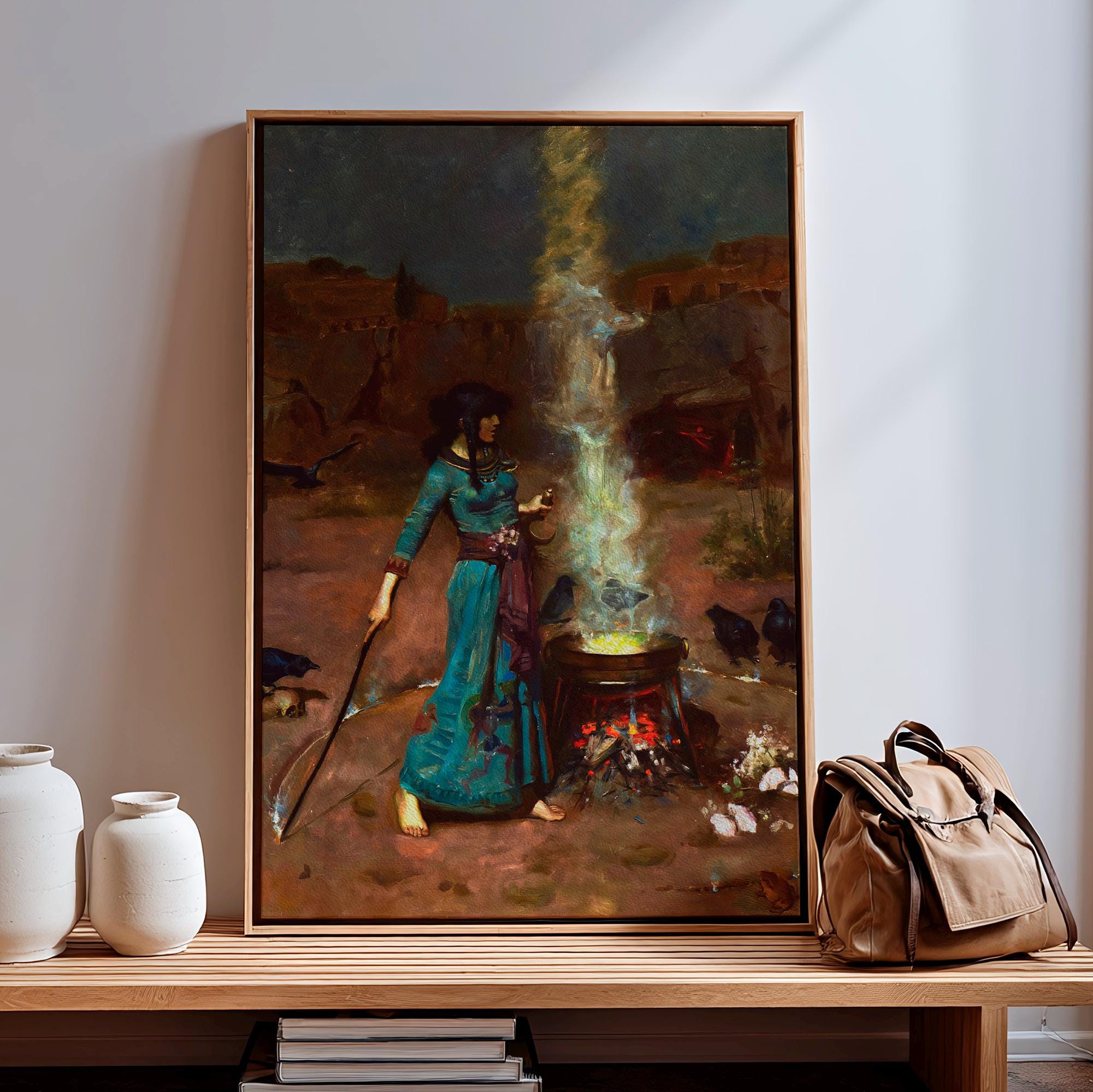 John William Waterhouse, The Magic Circle - 1886 Pre-Raphaelite Witch Print, Sorceress Wall Art, Occult Fantasy Poster,V