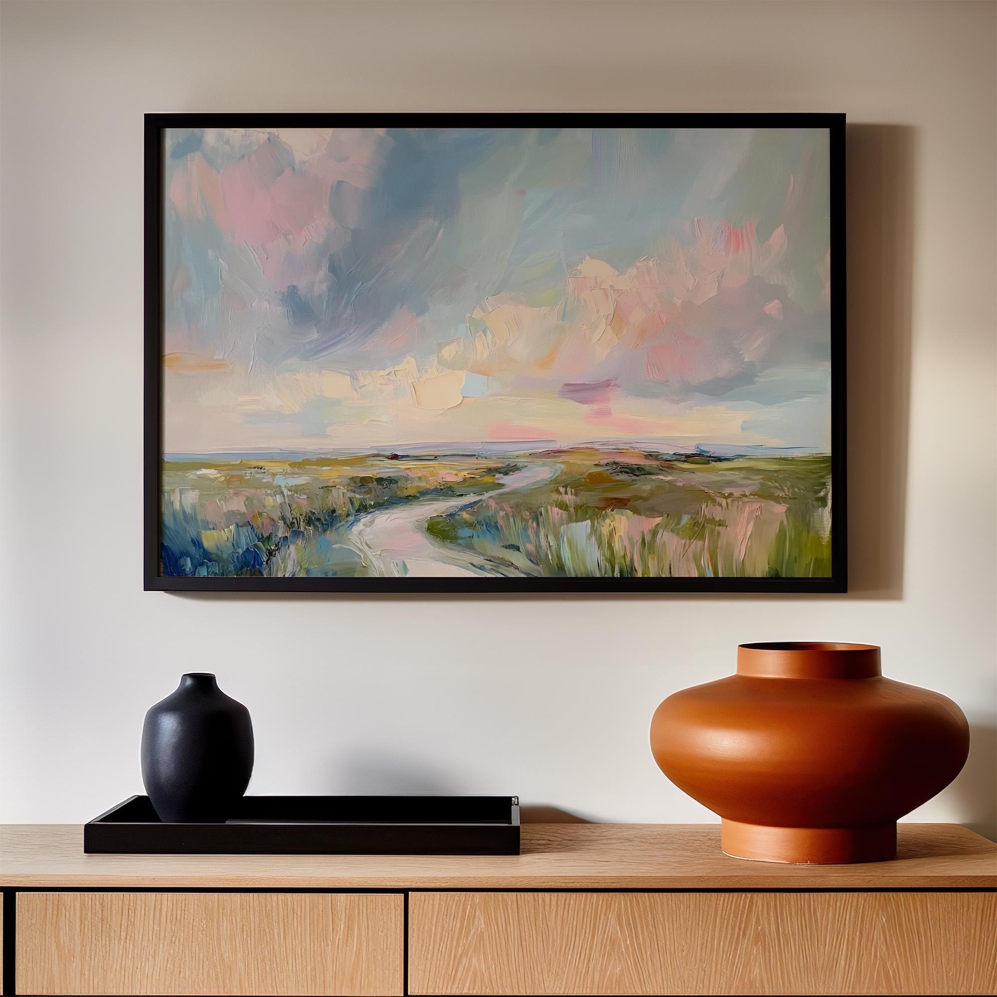 Art Lowcountry Painting Print, Marsh and Sky Landscape Decor, Coastal Grandmother Wall Art with Rich Brushstrokes and Pa
