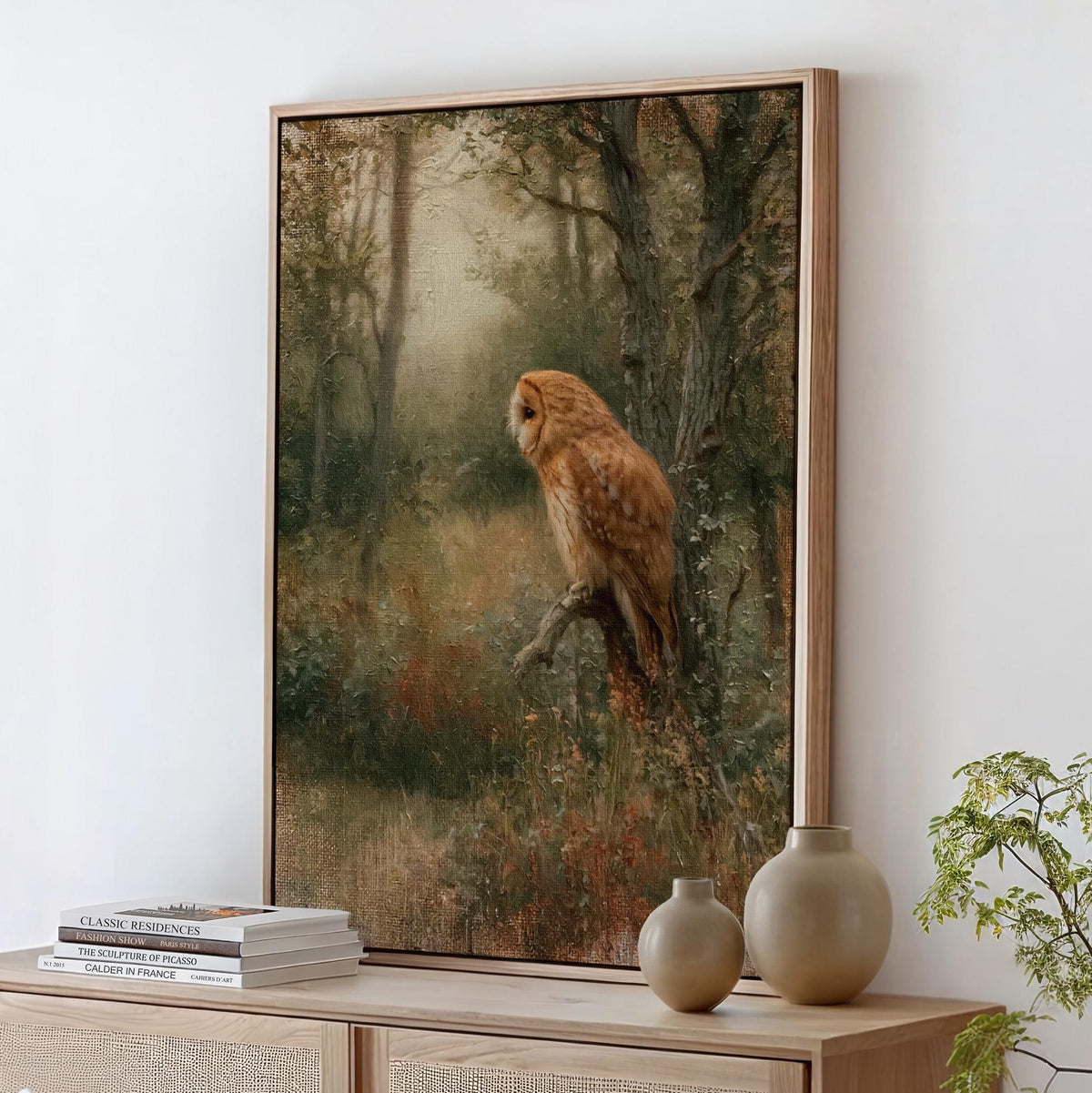 Vintage Owl Oil Painting, Forest Animal Art Print, Traditional English Garden Inspired Artwork, Lush House,ART584