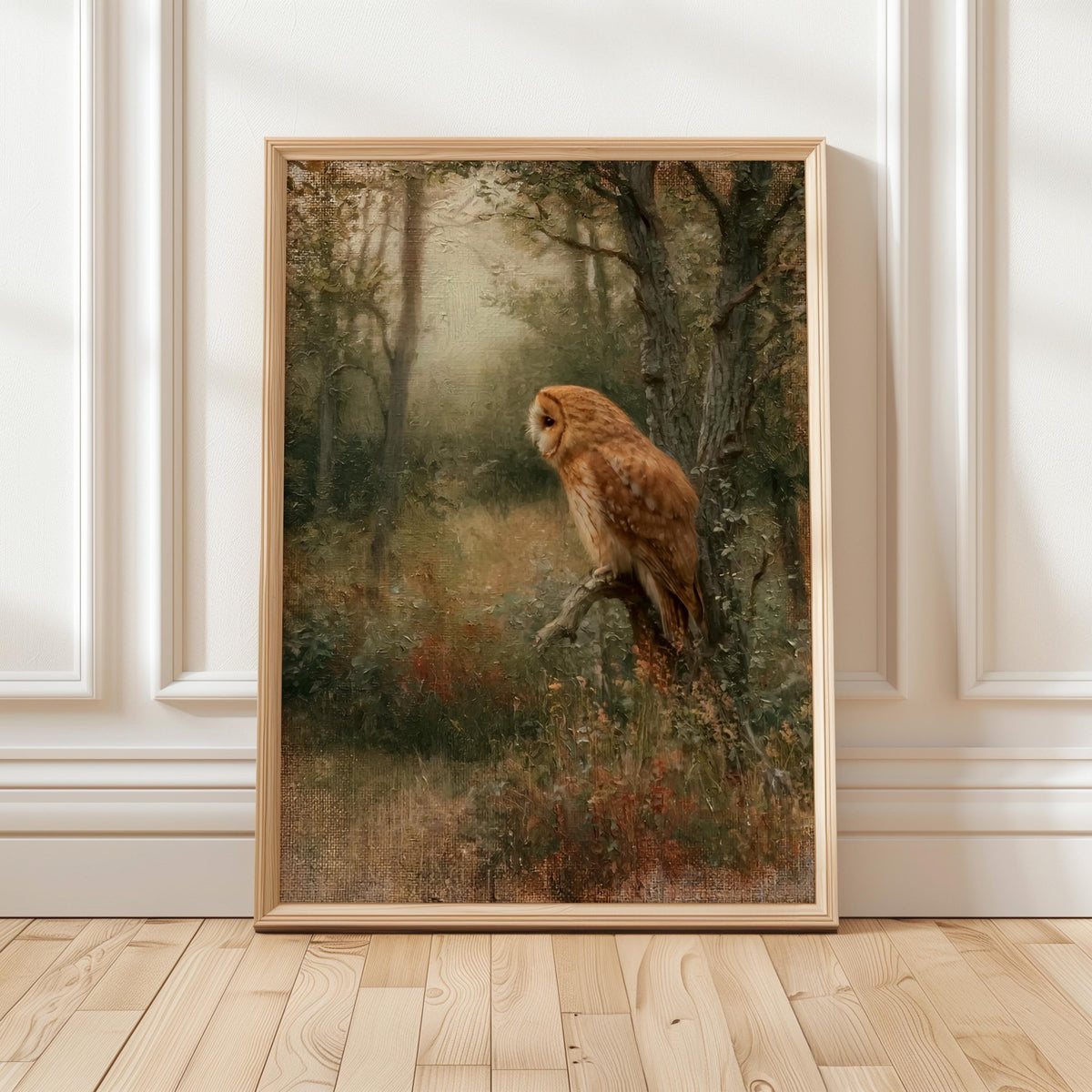 Vintage Owl Oil Painting, Forest Animal Art Print, Traditional English Garden Inspired Artwork, Lush House,ART584