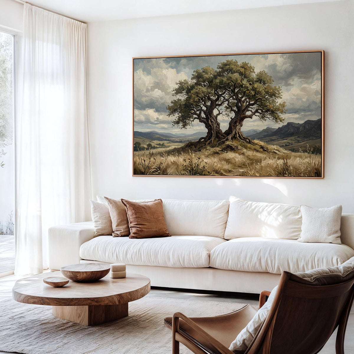 Large Oak Tree Canvas Print, Framed Nature Landscape Art, Contemporary Wall Decor, Ready to Hang Gift Idea,ART197
