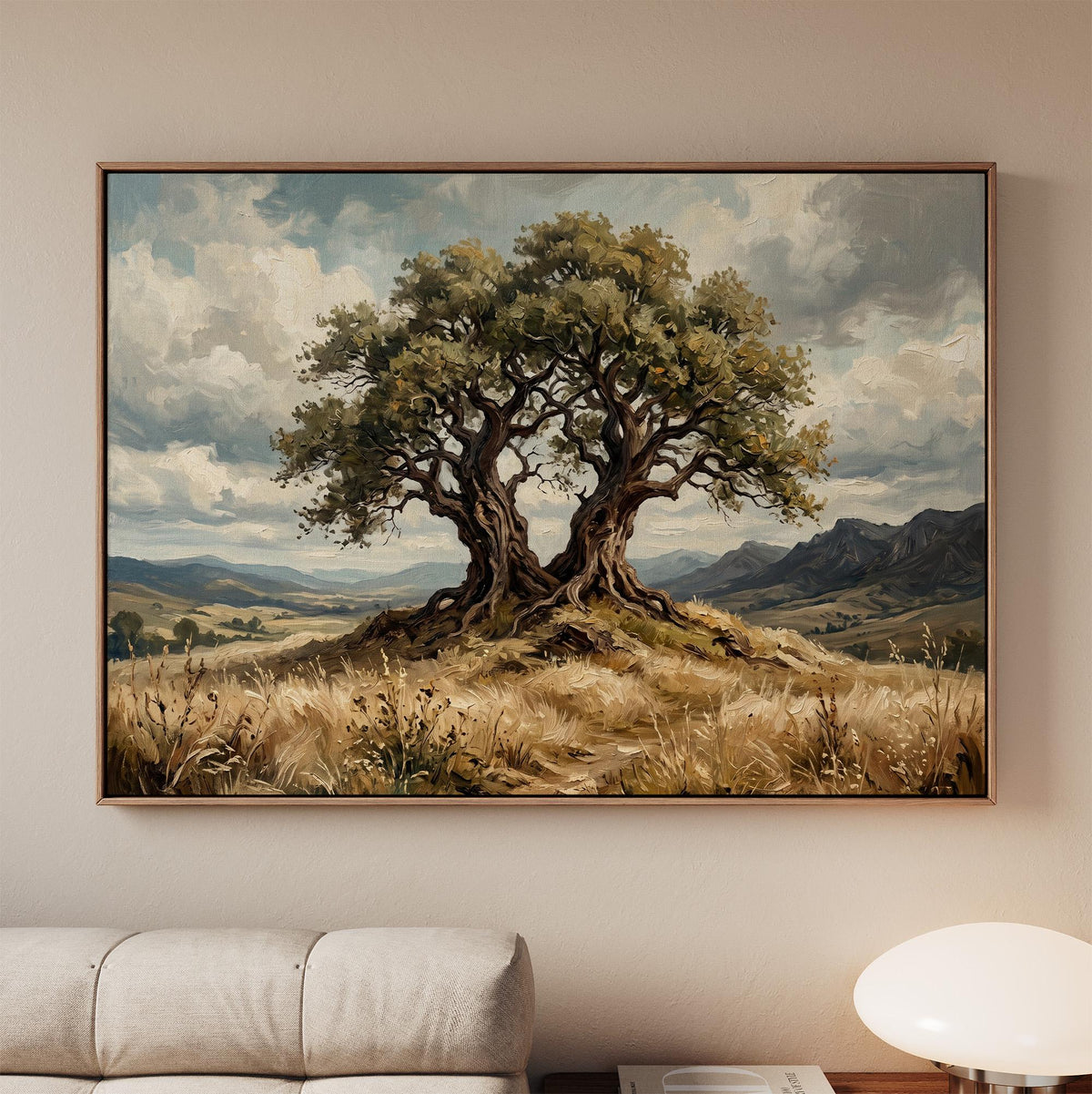 Large Oak Tree Canvas Print, Framed Nature Landscape Art, Contemporary Wall Decor, Ready to Hang Gift Idea,ART197