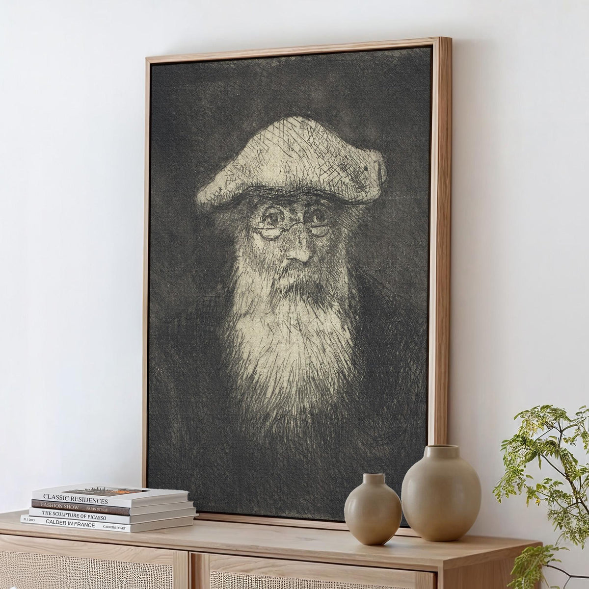 Camille Pissarro, Self-Portrait - c. 1890 Etching Print, Impressionist Artist Wall Art, Vintage Monochrome Poster, Class