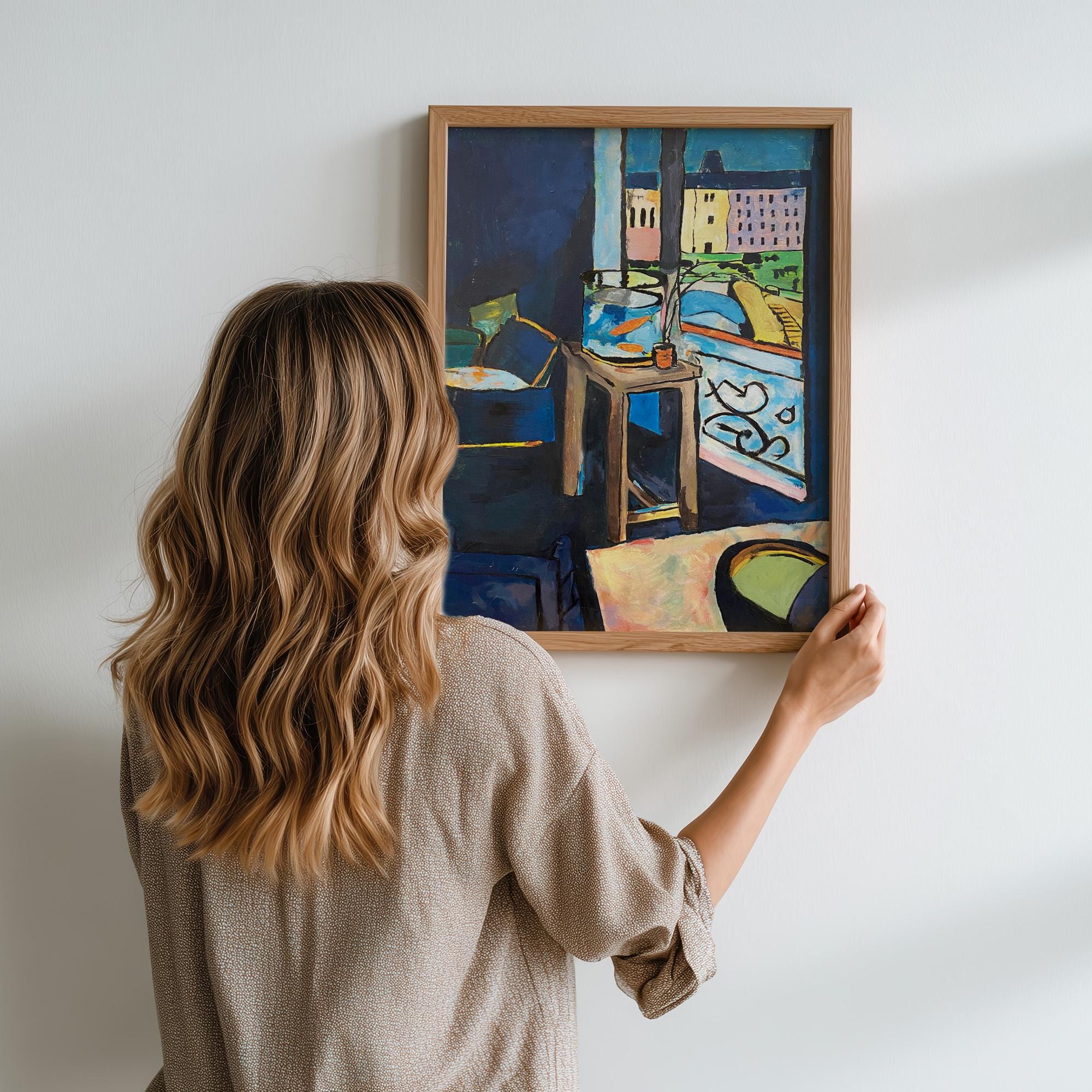 Henri Matisse, Interior With A Goldfish Bowl - 1914 Modern Interior Print, Blue Room Wall Art, Goldfish Poster, Fauvist