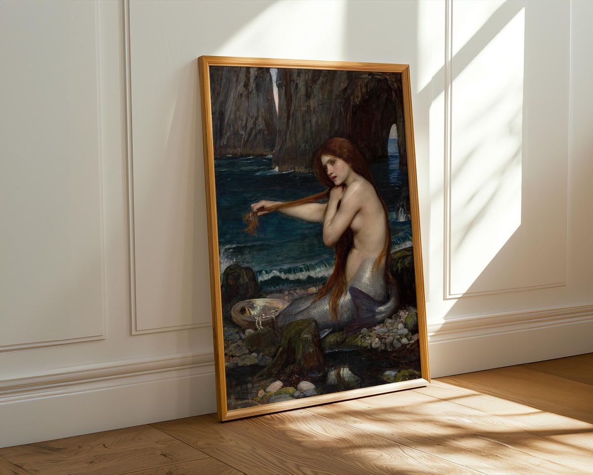 John William Waterhouse, A Mermaid - 1900 Pre-Raphaelite Print, Mythical Siren Wall Art, Romantic Fantasy Poster, Ocean