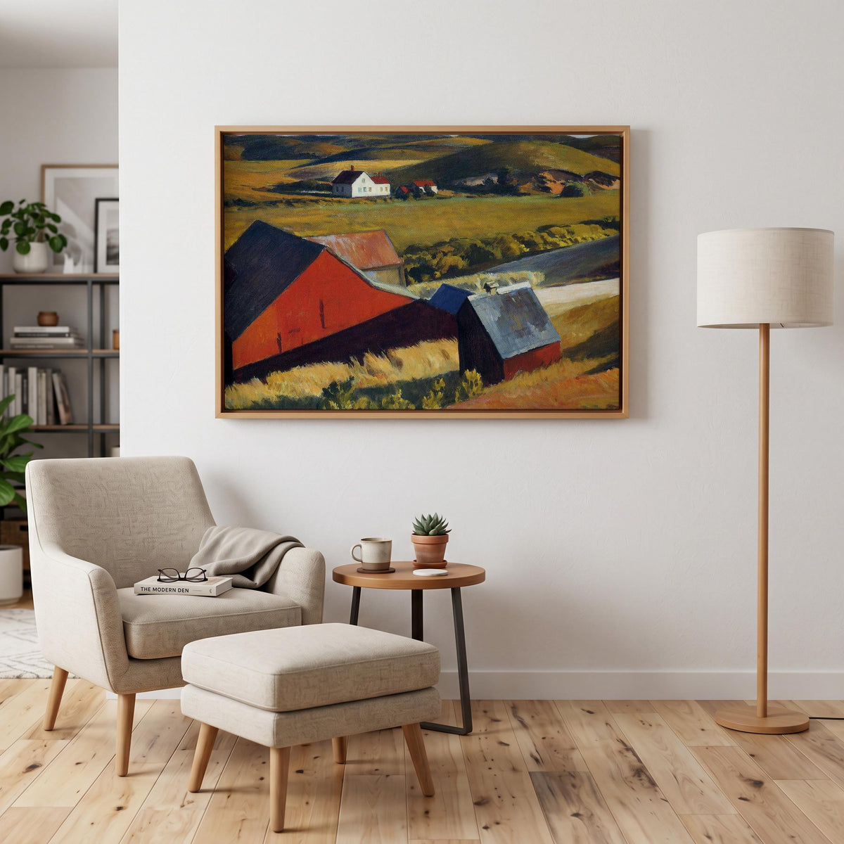 Edward Hopper, Cobb’s Barns and Distant Houses - 1930-1933 American Landscape Print, Cape Cod Barn Wall Art, Rural Reali