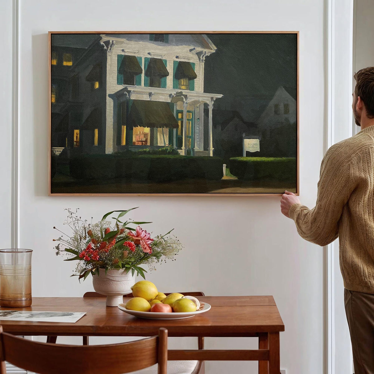 Edward Hopper, Rooms for Tourists - 1945 American Realist Print, Night House Wall Art, Cape Cod Motel Decor