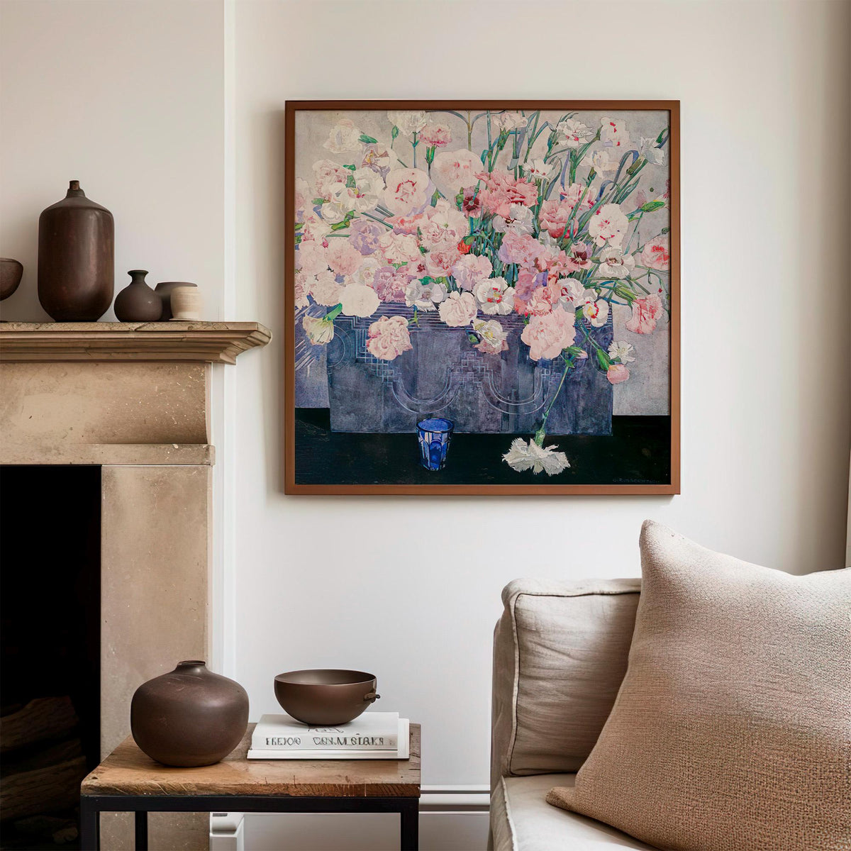 Margaret Macdonald Mackintosh, Pinks - Art Nouveau Floral Print, Glasgow Style Decorative Panel, Pink Rose Wall Art,Symb