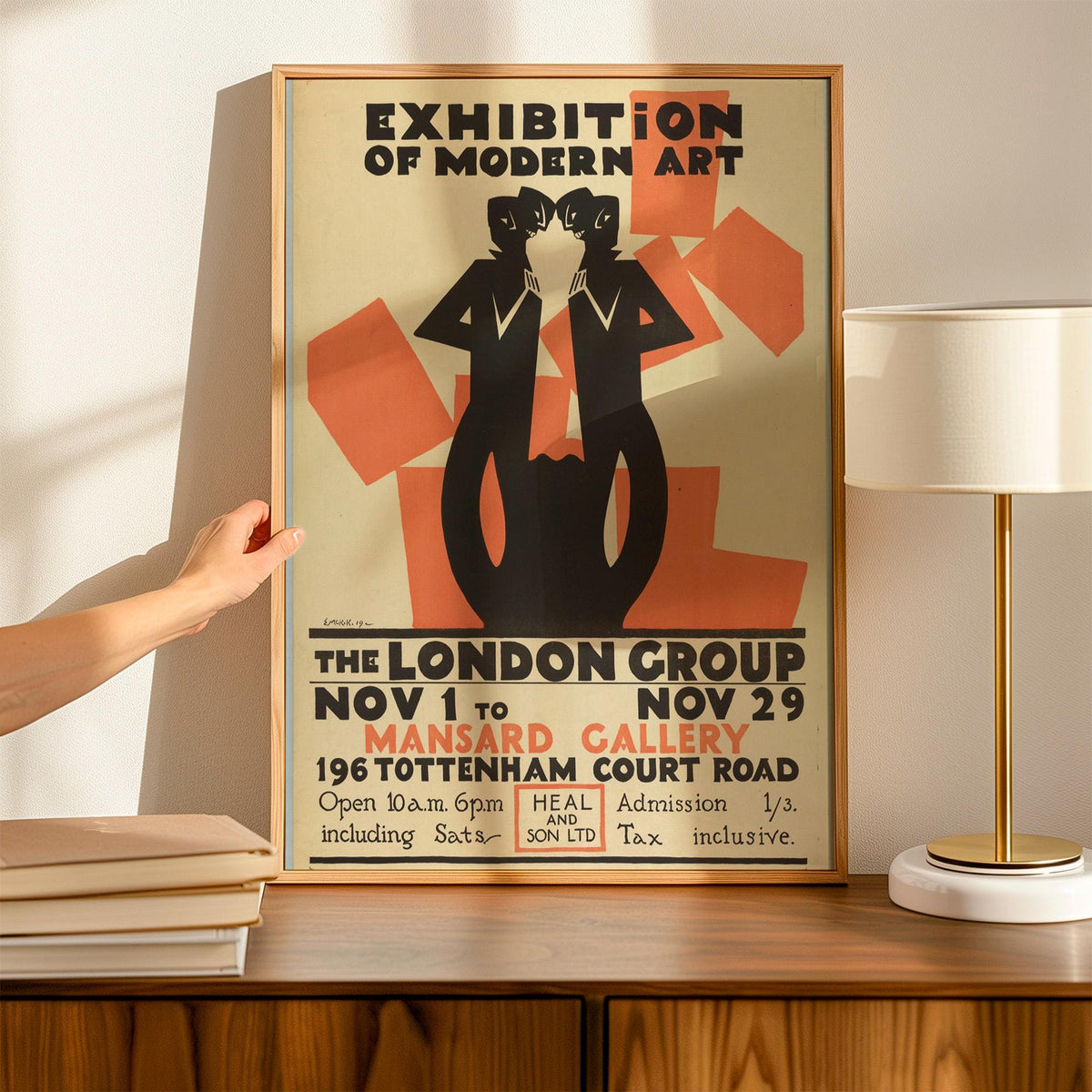 Edward McKnight Kauffer, Poster, Exhibition of Modern Art - The London Group, ca. 1915, Modernist Exhibition Poster, Bri