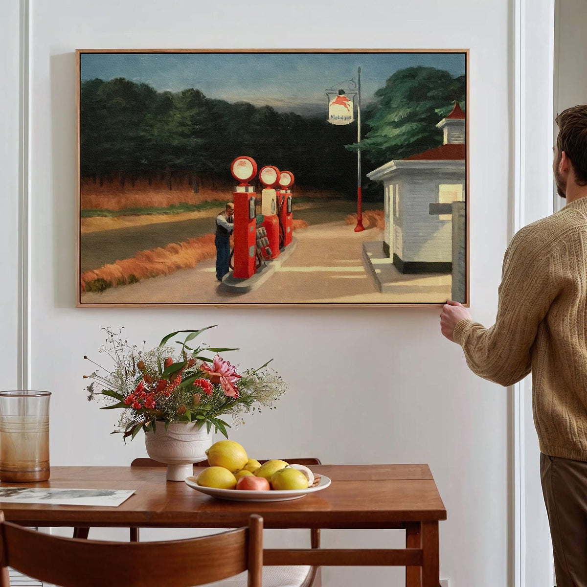 Edward Hopper, Gas - 1940 American Realist Print, Gas Station Wall Art, Twilight Roadside Decor