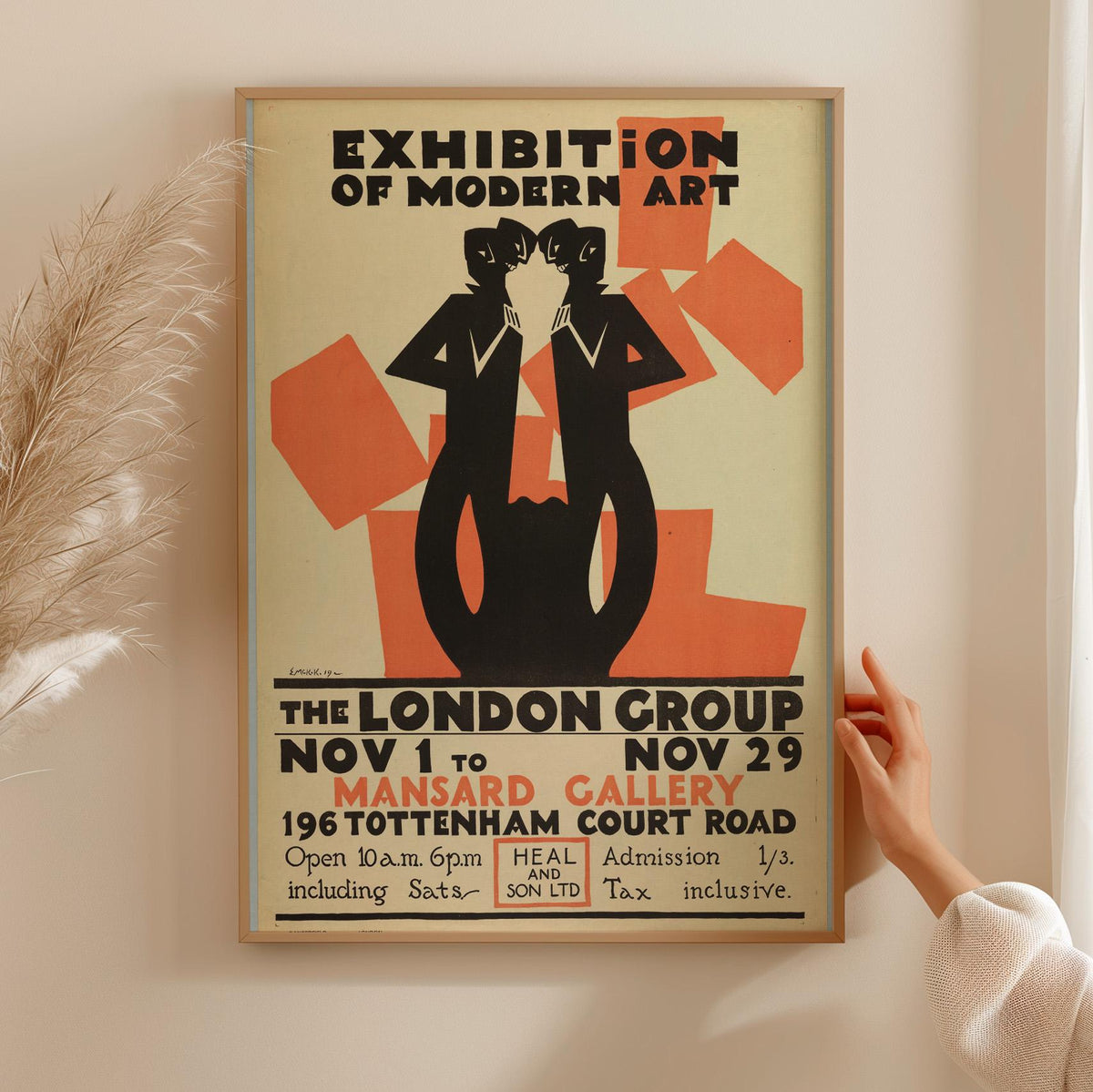 Edward McKnight Kauffer, Poster, Exhibition of Modern Art - The London Group, ca. 1915, Modernist Exhibition Poster, Bri