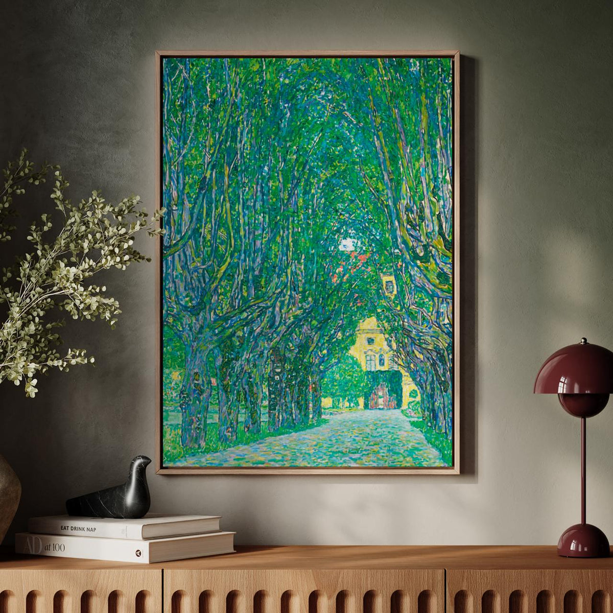Gustav Klimt, Avenue to Schloss Kammer - green landscape wall art, framed canvas print, vintage art, minimalist decor, g