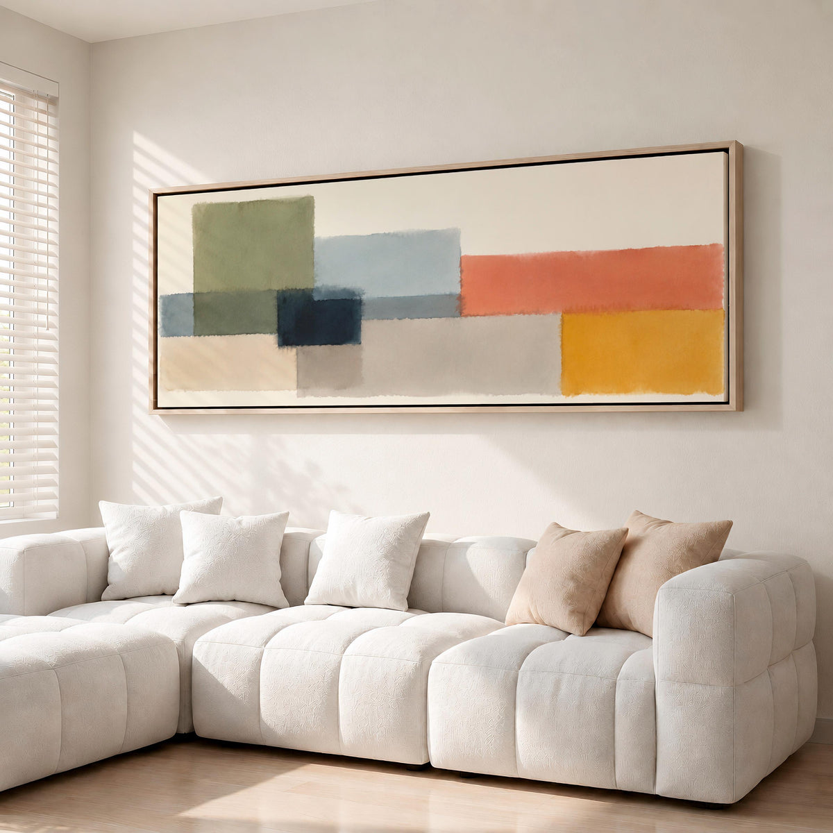 Mark Rothko Style Wall Art, Large Horizontal Framed Canvas Print for Entryway, Colorful Abstract Decor, ART485