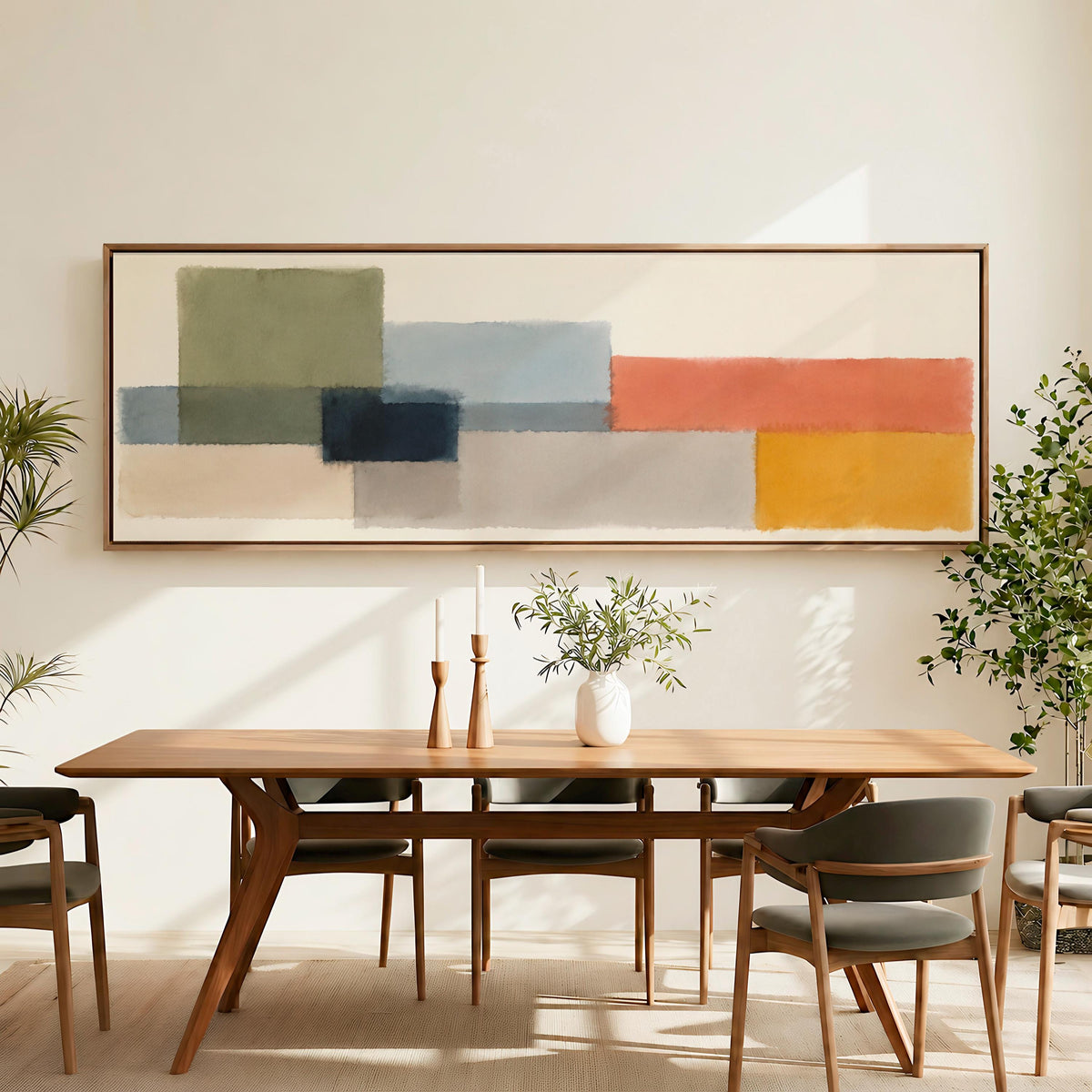 Mark Rothko Style Wall Art, Large Horizontal Framed Canvas Print for Entryway, Colorful Abstract Decor, ART485