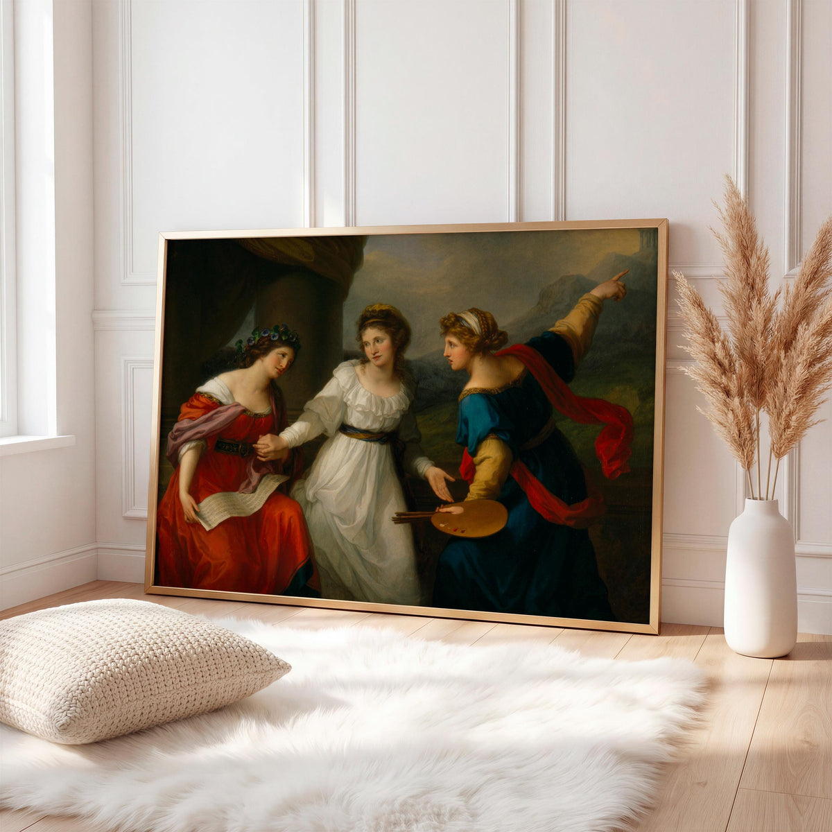 Neoclassical Art, Female Artist Art, Reproduction of Self-Portrait Hesitating Between Music and Painting by Angelica Kau