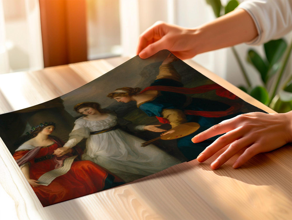 Neoclassical Art, Female Artist Art, Reproduction of Self-Portrait Hesitating Between Music and Painting by Angelica Kau