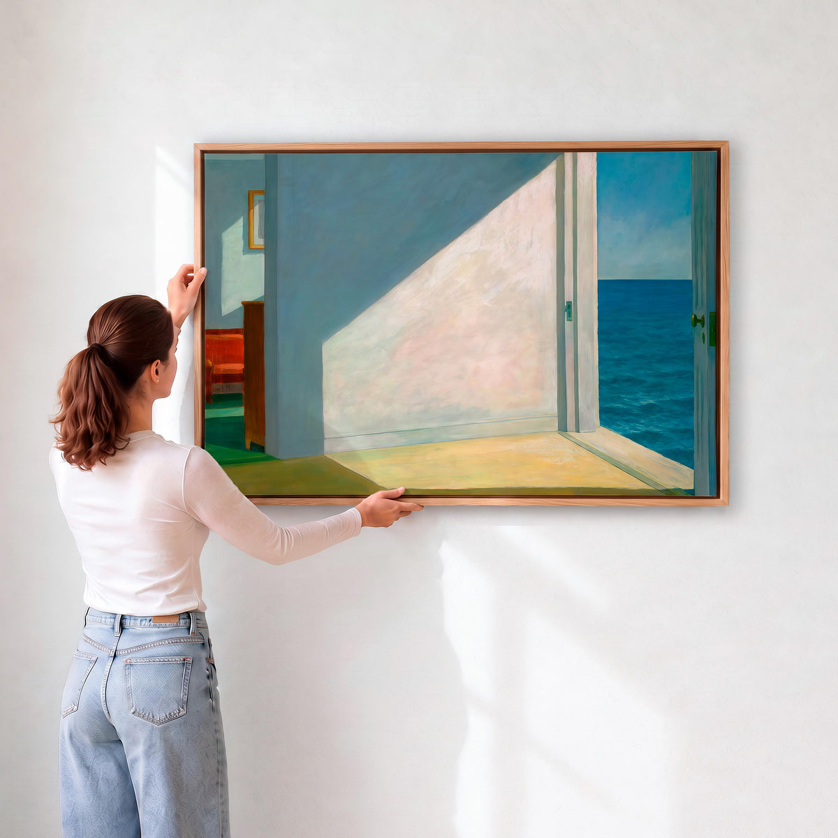 Edward Hopper, Rooms by the Sea (1951) - Framed Canvas Print, Minimalist Seaside Interior, Large Wall Decor