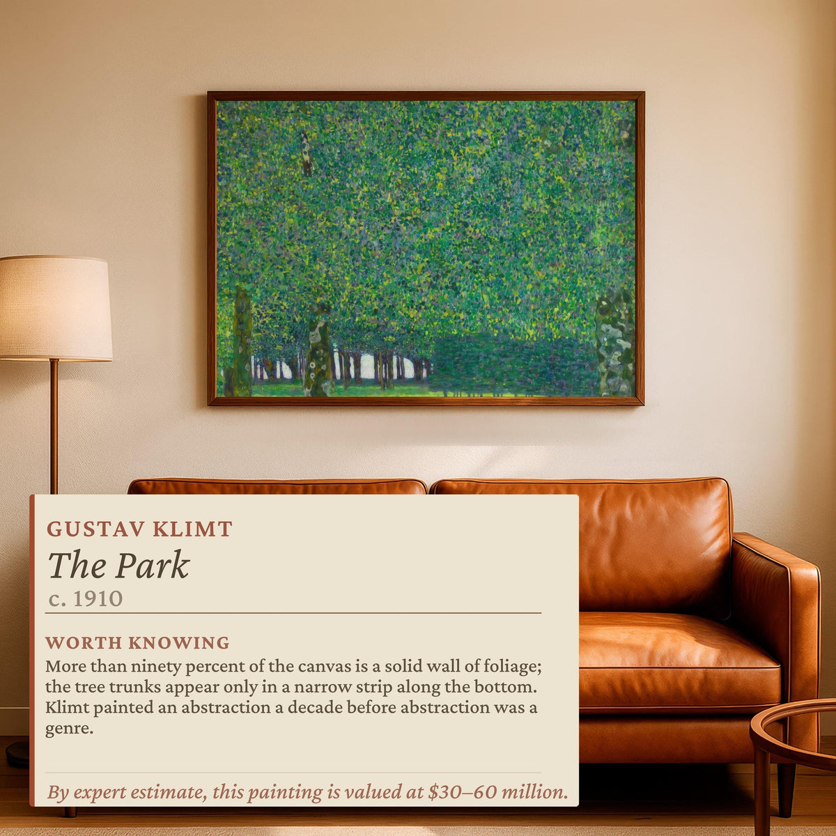 Gustav Klimt The Park 1910 - Framed Canvas Print, Large Green Wall Art, Vintage Art Decor