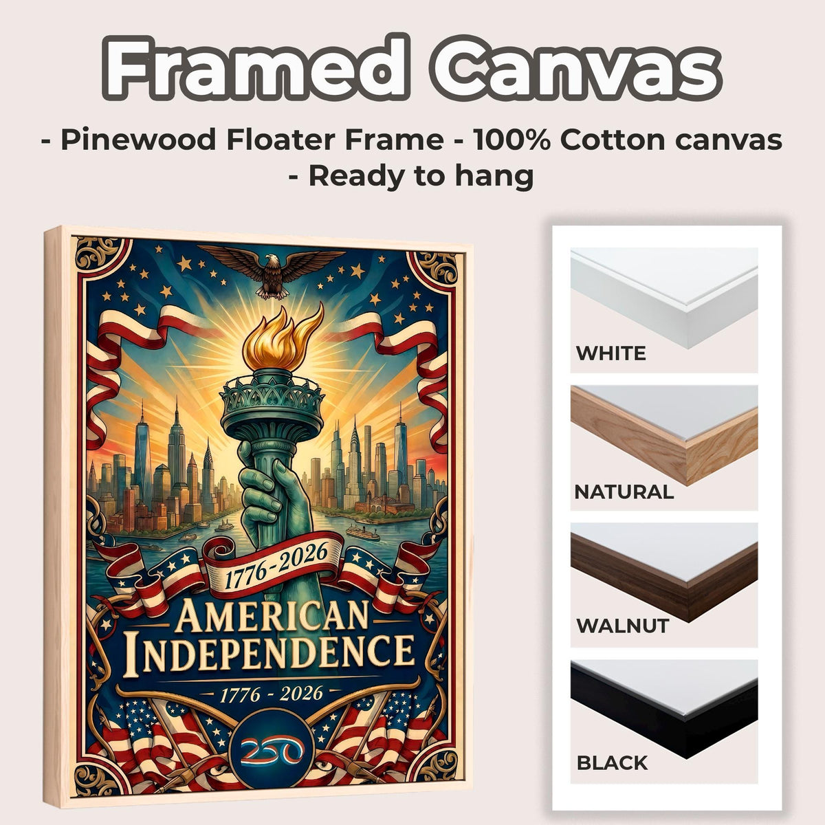 America 250 wall art 1776-2026, United States Patriotic Poster, Stars and Stripes Poster, Independence Poster, 4th July