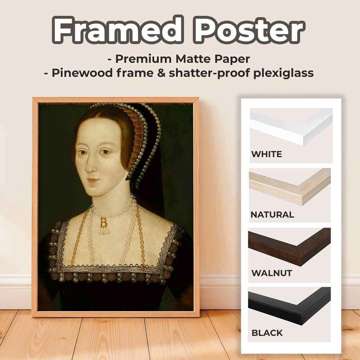 Portrait of Anne Boleyn, Anne Boleyn art, Printing on canvas, Queen of england wall art, Kitchen wall art, Canvas art, H