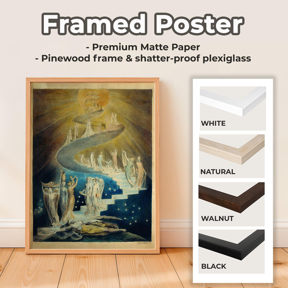 William Blake - Jacobs Ladder. Print on canvas, Bedroom decor, Ready to hang, Dark wall art, Blake art print, Canvas pai