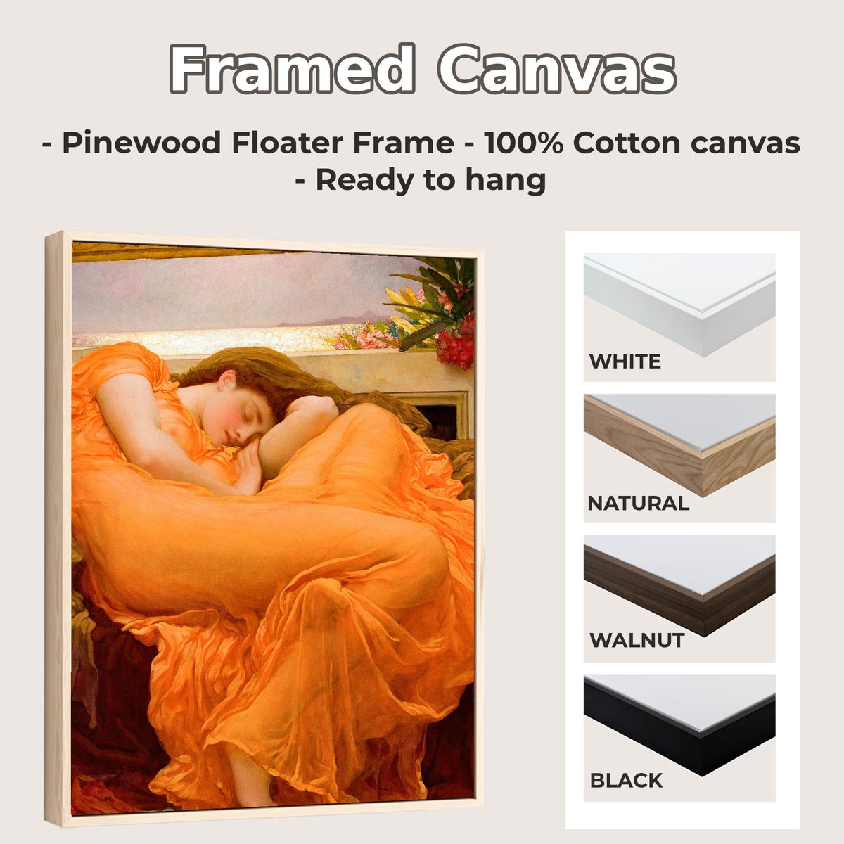 Frederic Leighton, Flaming June - 1895 Victorian Masterpiece Print, Sleeping Woman Wall Art, Orange Aesthetic Poster, Cl