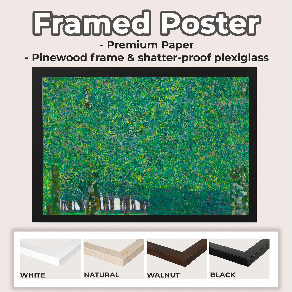Gustav Klimt The Park 1910 - Framed Canvas Print, Large Green Wall Art, Vintage Art Decor