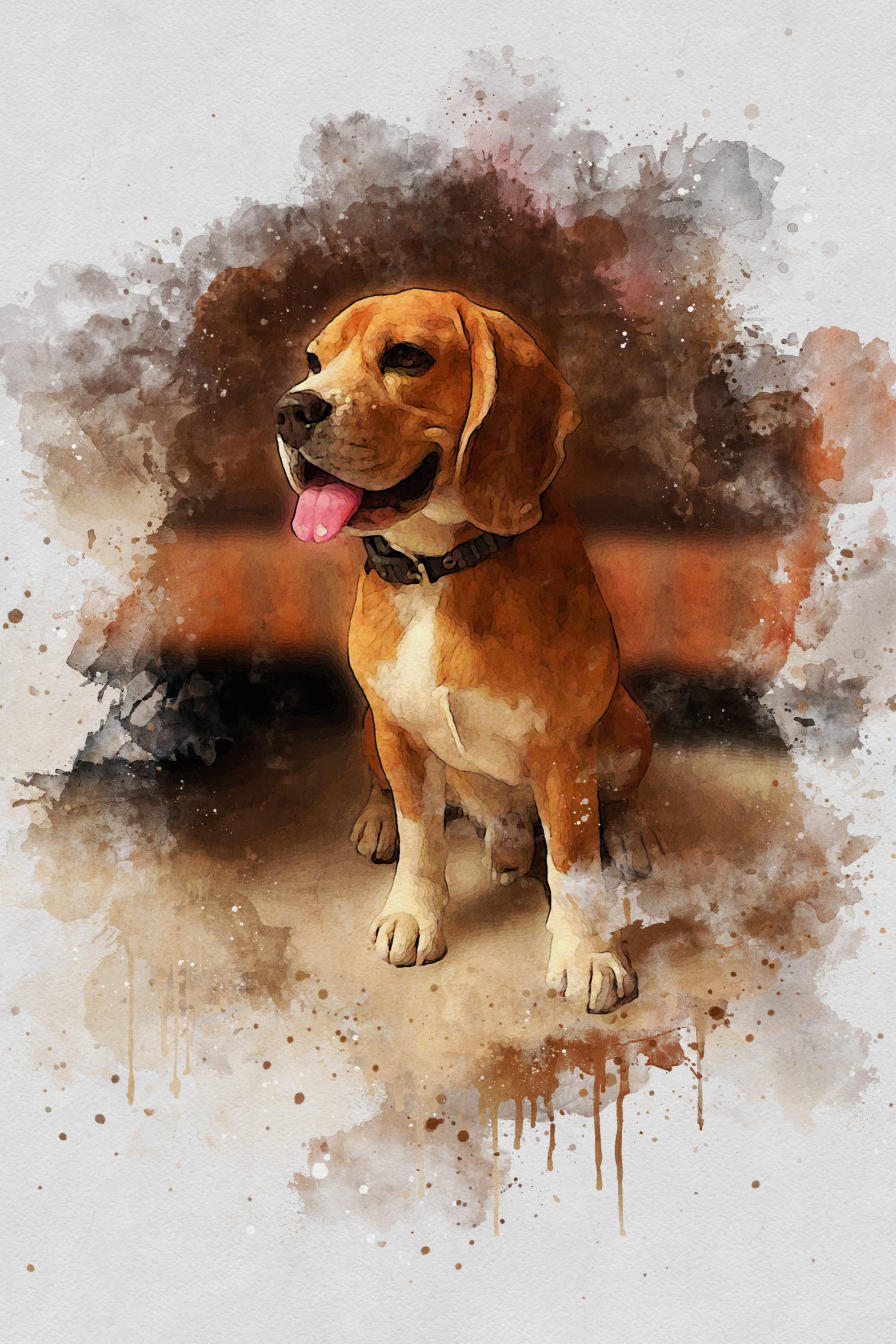 Custom Watercolor Portrait with Pet | Personalized Dog Memorial Gift
