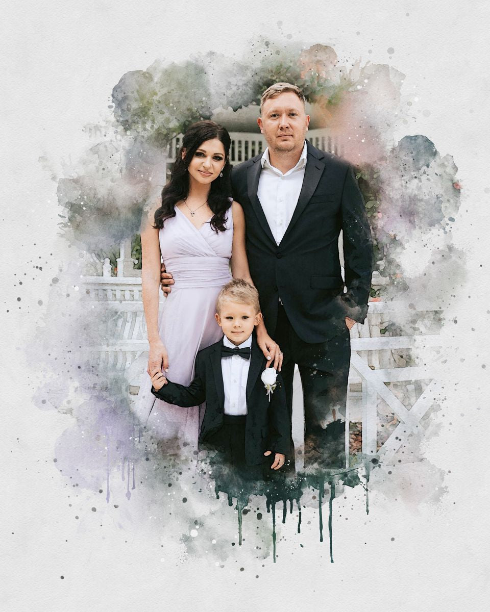 Watercolor family portrait | Personalized gift