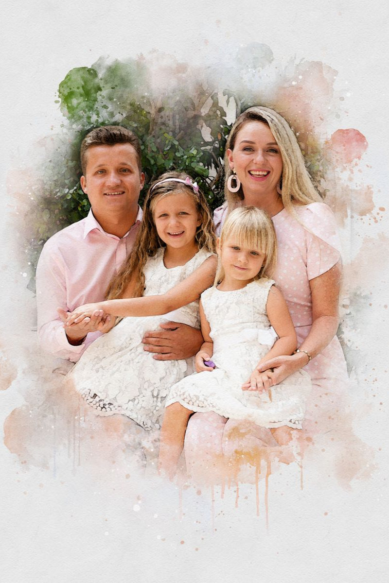 Watercolor family portrait | Personalized gift