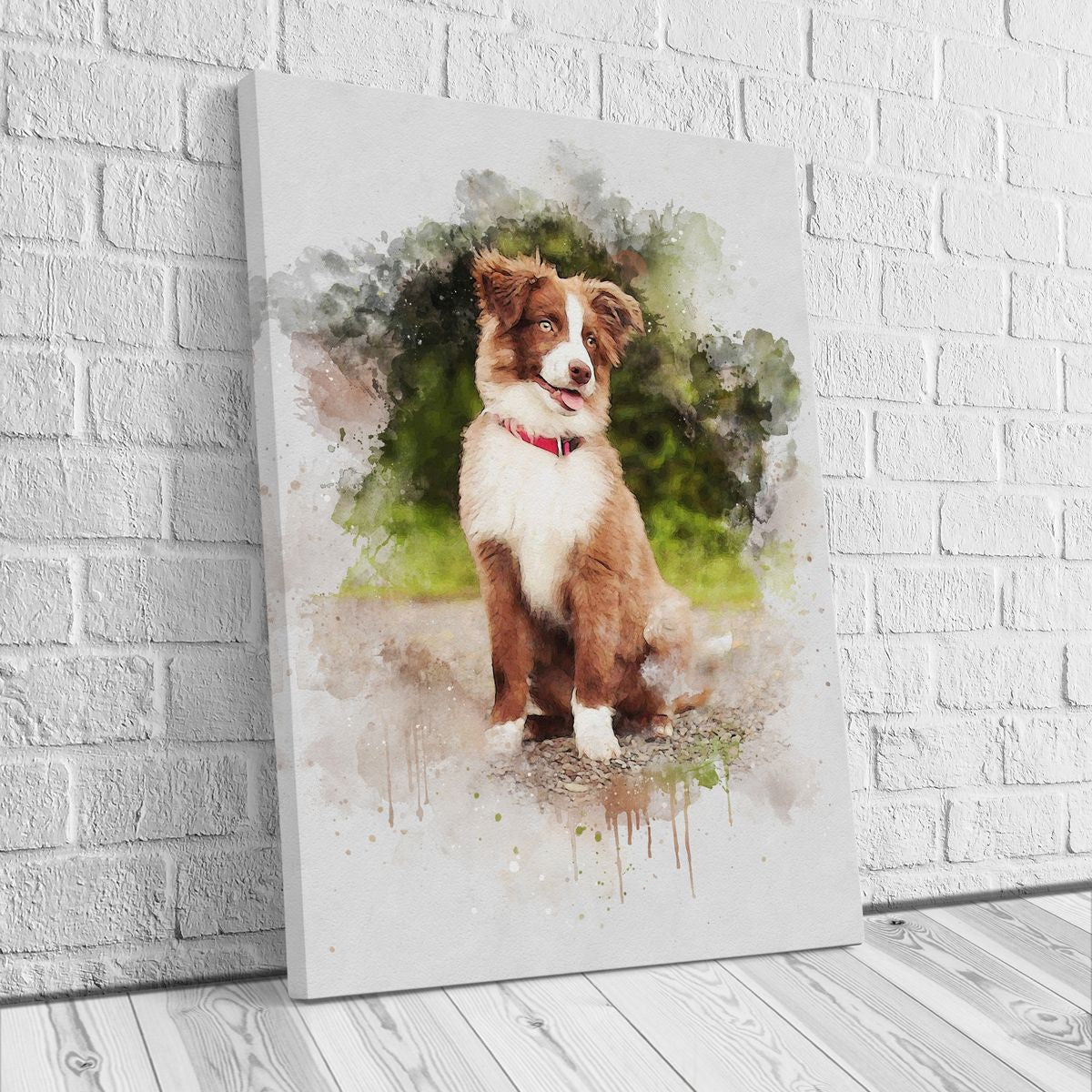 Custom Watercolor Portrait with Pet | Personalized Dog Memorial Gift