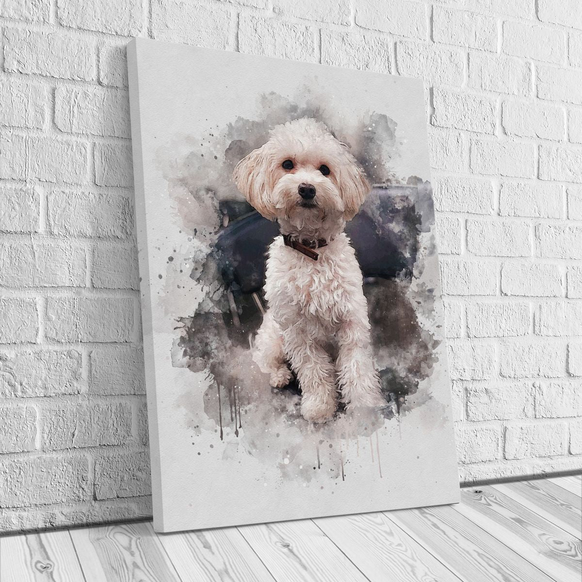 Custom Watercolor Portrait with Pet | Personalized Dog Memorial Gift