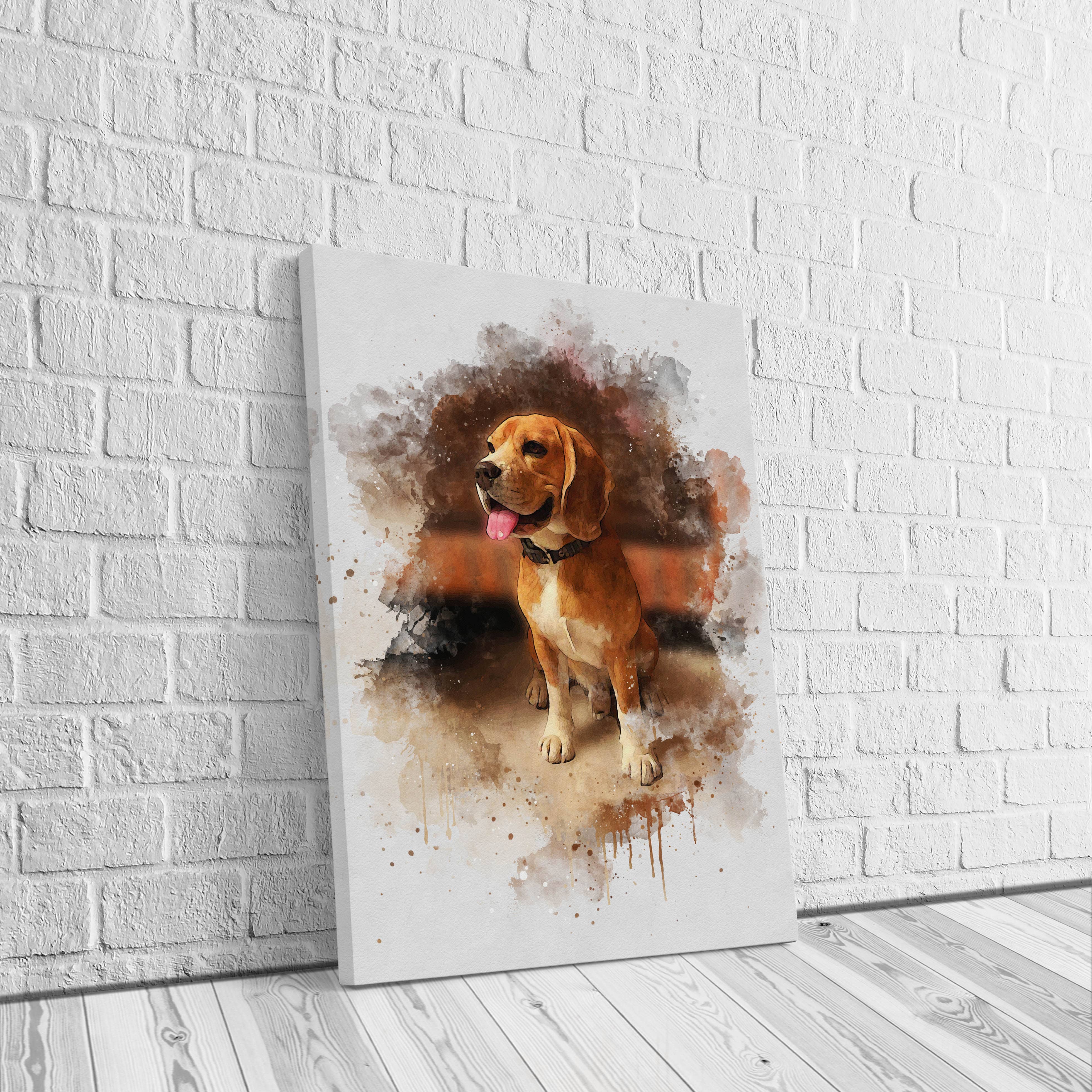 Custom Watercolor Portrait with Pet | Personalized Dog Memorial Gift