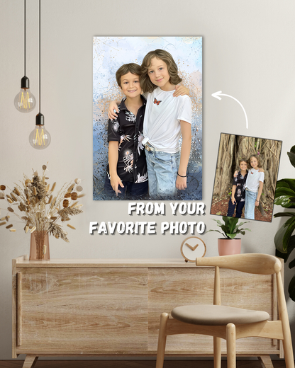 Personalized brothers sisters Gift | Canvas portrait