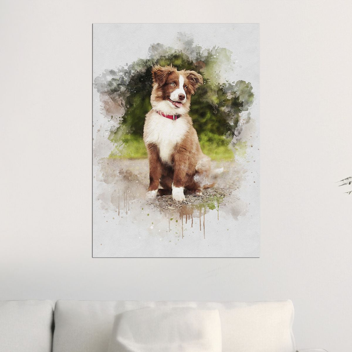 Custom Watercolor Portrait with Pet | Personalized Dog Memorial Gift