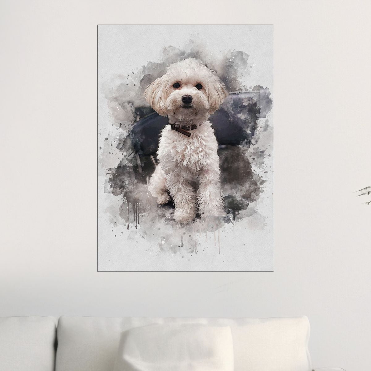 Custom Watercolor Portrait with Pet | Personalized Dog Memorial Gift