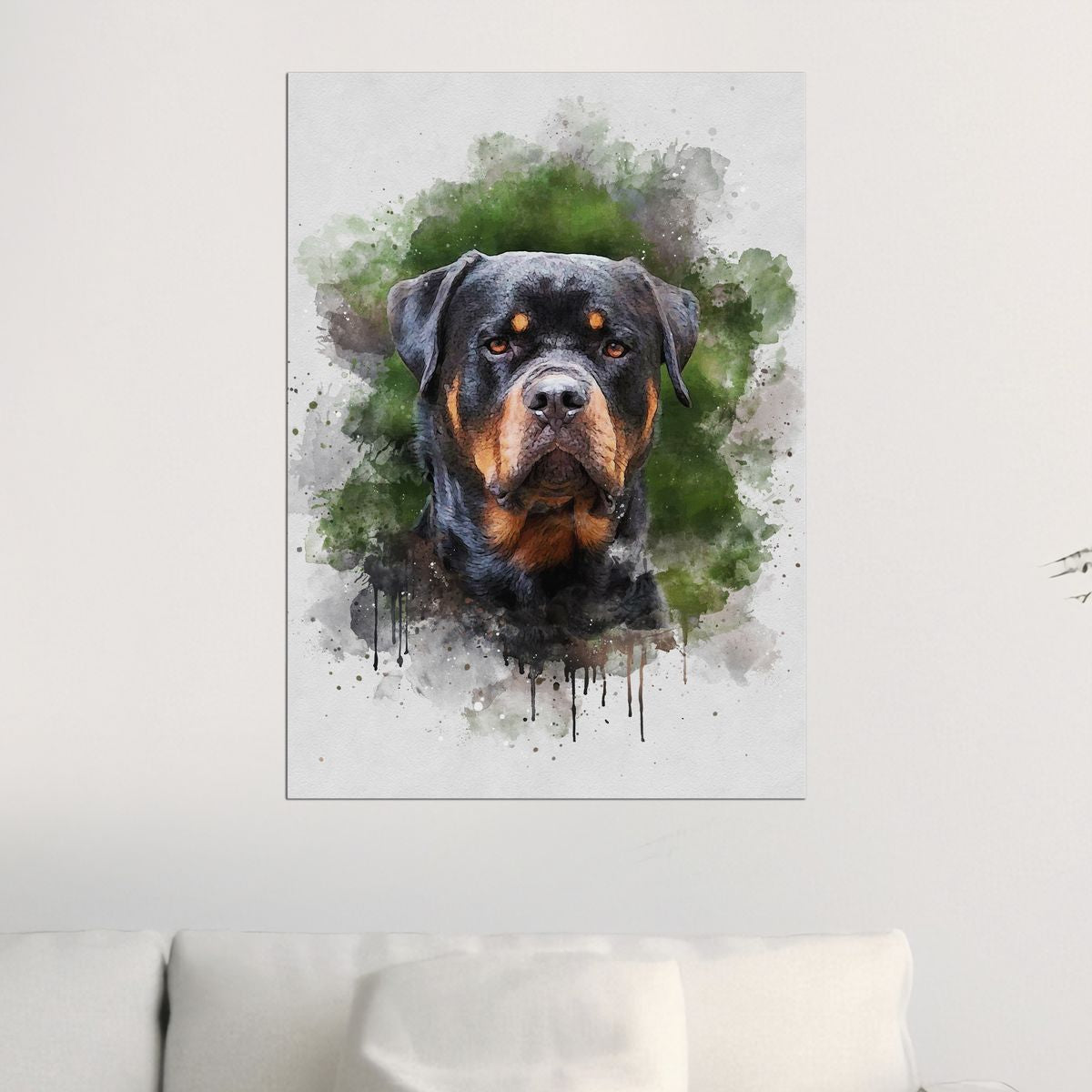 Custom Watercolor Portrait with Pet | Personalized Dog Memorial Gift