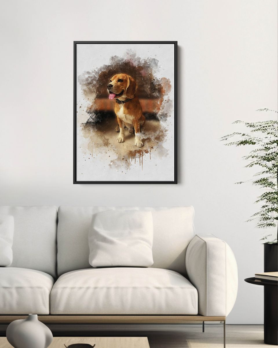 Custom Watercolor Portrait with Pet | Personalized Dog Memorial Gift